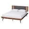 Baxton Studio Delfina Mid-Century Modern Dark Grey Fabric and Walnut Brown Finished Wood Full Size Platform Bed 239-12635-9801-ZORO - alternate 1